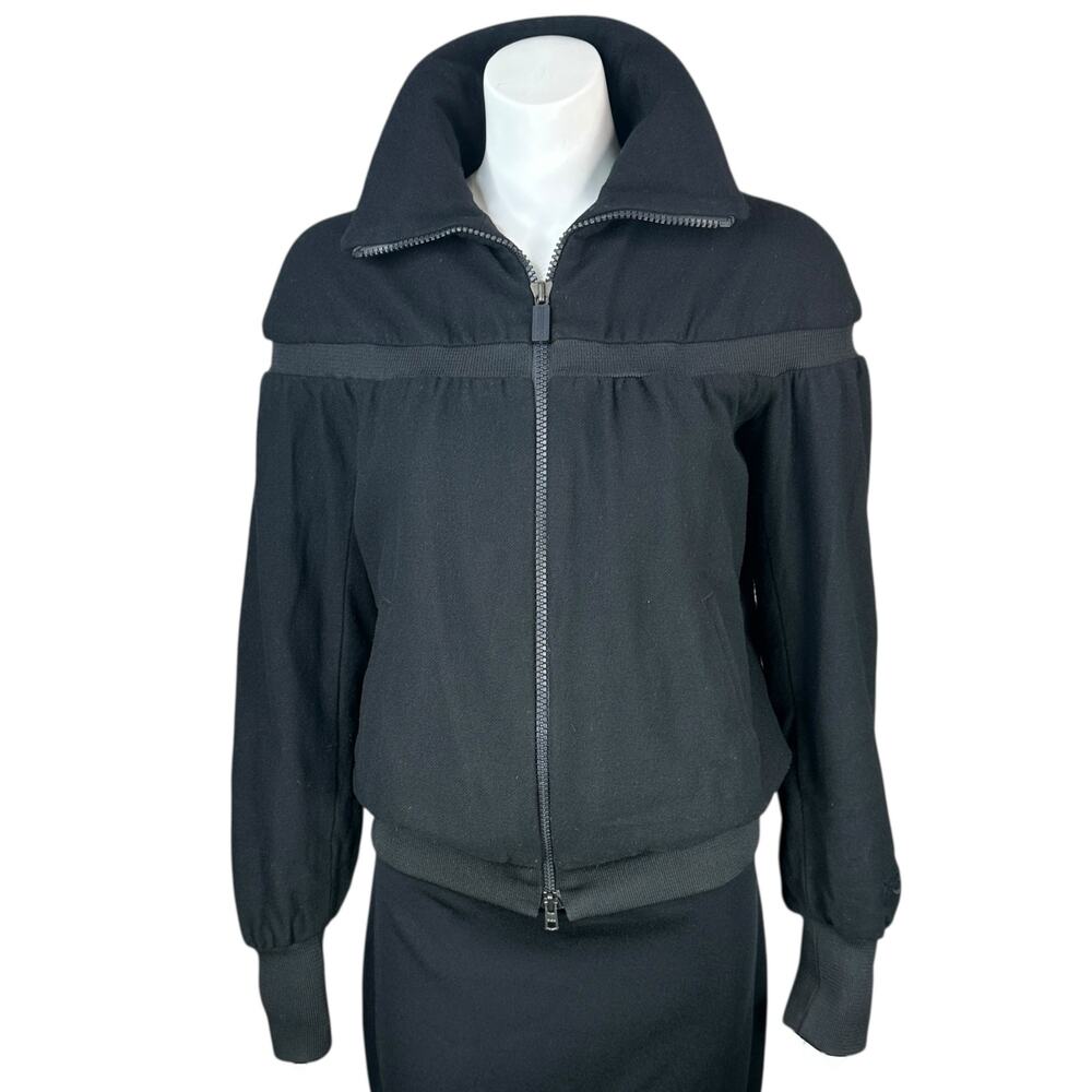 Adidas Yohji Yamamoto Bomber Jacket Womens Medium Black Wool Blend 2 Way Zipper